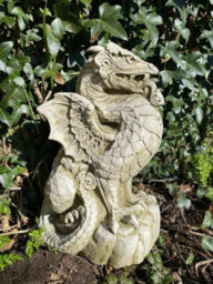 Burgess Scaly Dragon Stone Statue Outdoor Garden Ornament British Made Celtic Sculpture - thumbnail 2