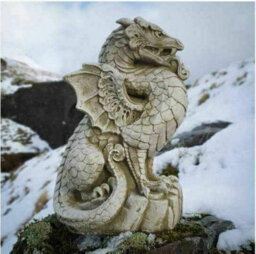 Burgess Scaly Dragon Stone Statue Outdoor Garden Ornament British Made Celtic Sculpture - thumbnail 1