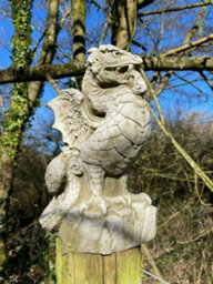 Burgess Scaly Dragon Stone Statue Outdoor Garden Ornament British Made Celtic Sculpture - thumbnail 5