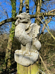 Burgess Scaly Dragon Stone Statue Outdoor Garden Ornament British Made Celtic Sculpture - thumbnail 4