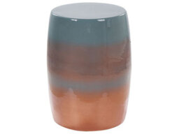 Wyld And Coco Luxemod Accent Side Table - Golden Brown And Blue Iron 28Cm Round Drum - thumbnail 1
