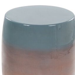 Wyld And Coco Luxemod Accent Side Table - Golden Brown And Blue Iron 28Cm Round Drum - thumbnail 3