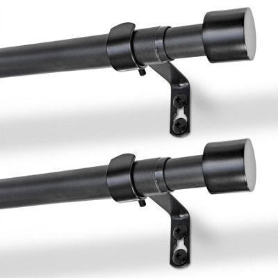 Harbour Housewares Extendable Metal Curtain Poles Kit - 83 To 120Cm - Matt Black - Pack Of 2 - image 1