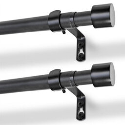 Harbour Housewares Extendable Metal Curtain Poles Kit - 83 To 120Cm - Matt Black - Pack Of 2 - thumbnail 1