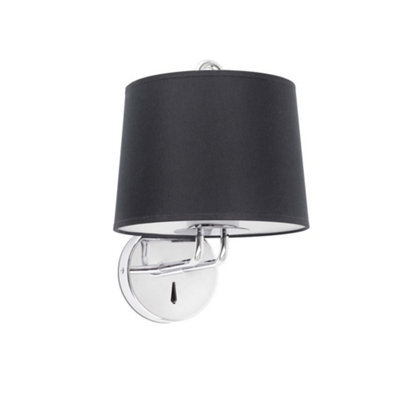 Luminosa Lighting Luminosa Montreal Chrome, Black Shade Wall Lamp