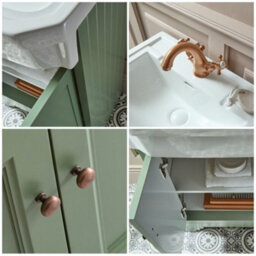 Homestylestore Pastel Green 570mm Bathroom Vanity Unit And Round Oil Rubbed Bronze Handles - thumbnail 2