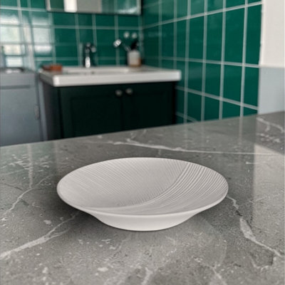 Showerdrape Ripple White Textured Soap Dish - image 1