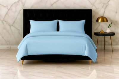 Microfibre Soft Touch Duvet Cover And Pillowcase/s Set Bed Linen Light Blue - image 1