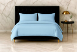 Microfibre Soft Touch Duvet Cover And Pillowcase/s Set Bed Linen Light Blue - thumbnail 1