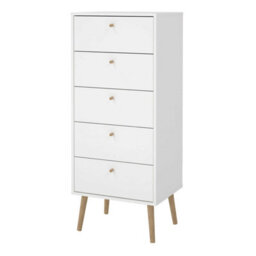 Wyld Haus Quietbloom White 5-Drawer Wooden Chest, Tall Narrow Dresser - thumbnail 4