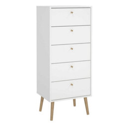 Wyld Haus Quietbloom White 5-Drawer Wooden Chest, Tall Narrow Dresser - thumbnail 2