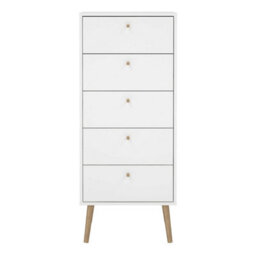 Wyld Haus Quietbloom White 5-Drawer Wooden Chest, Tall Narrow Dresser - thumbnail 3