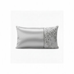 Luxury Embellished Oblong Cushion With Satin Finish Decorative Accent Pillow For Sofa And Bed Silver 45X30Cm