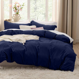 Bedlooms Navy Cotton Duvet Cover Set, Breathable & Anti-Allergic Bedding Pack, Single 135X200Cm - thumbnail 6
