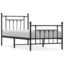 Berkfield Metal Bed Frame With Headboard And Footboard Black 90X190 Cm - thumbnail 2