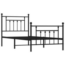 Berkfield Metal Bed Frame With Headboard And Footboard Black 90X190 Cm - thumbnail 5