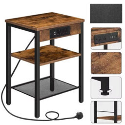 3 Tier Narrow Side Table With Charging Station - thumbnail 1