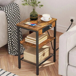 3 Tier Narrow Side Table With Charging Station - thumbnail 3