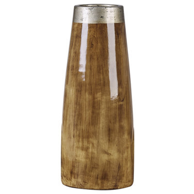Beliani Decorative Vase Cyrene Ceramic 50 Cm Dark Brown - image 1