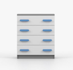 Arte Elegant White And Grey Chest Of Drawers H930mm W800mm D400mm - Blue Handles For Serene Kids' Spaces - thumbnail 2
