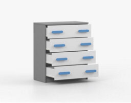Arte Elegant White And Grey Chest Of Drawers H930mm W800mm D400mm - Blue Handles For Serene Kids' Spaces - thumbnail 3