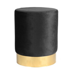 Harbour Housewares Round Velvet Foot Stool - Black - Modern Dressing Table Pouffe Footstool Vanity Seats Vanity Chair Pouf