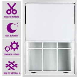 Furnished Blackout Blind With Diamante Braiding Free Cut Service - White (W)150Cm X (L)165Cm - thumbnail 1
