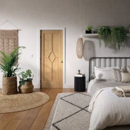 Lpd Reims Unglazed Classic Light Brown White Oak Veneer Internal Oak & Particleboard Fire Door, (H)1981mm (W)838mm (T)44mm - thumbnail 1
