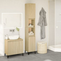 Walplus Bathroom Cabinet Sonoma Oak 30X30X190 Cm Engineered Wood - thumbnail 1