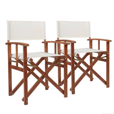 Charles Bentley Fsc Wooden Pair Of Folding Directors Chairs Cream Pop-Up Garden - image 1