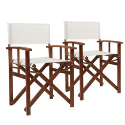 Charles Bentley Fsc Wooden Pair Of Folding Directors Chairs Cream Pop-Up Garden - thumbnail 8
