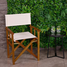 Charles Bentley Fsc Wooden Pair Of Folding Directors Chairs Cream Pop-Up Garden - thumbnail 2