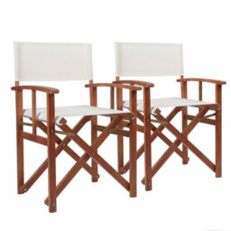 Charles Bentley Fsc Wooden Pair Of Folding Directors Chairs Cream Pop-Up Garden - thumbnail 1