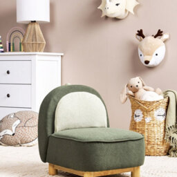 Beliani Triceratops Chair For Nursery And Playroom, Dark Green Polyester, Compact Kids Armchair - thumbnail 2