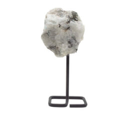 Rainbow Moonstone Specimen On Metal Stand Natural Crystal Display Piece - thumbnail 3