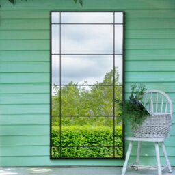 Mirroroutlet The Tabula Black Metal Framed Window Wall Or Leaner Garden Mirror 180Cm X 90Cm - thumbnail 1