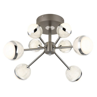 Luminosa Lighting Luminosa Untsy Multi Arm Semi Flush Ceiling Lamp Titanium Color Brushed 8X Led Dimmable 2700-6000K Remote Control - image 1