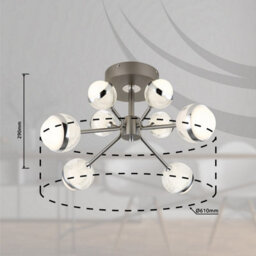 Luminosa Lighting Luminosa Untsy Multi Arm Semi Flush Ceiling Lamp Titanium Color Brushed 8X Led Dimmable 2700-6000K Remote Control - thumbnail 8