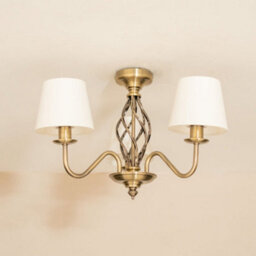 Valuelights Memphis Traditional Antique Brass 3 Light Ceiling Light Chandelier With Fabric Lampshades - Bulbs Included - thumbnail 3