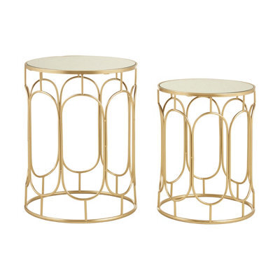 Orsina Set Of 2 Champagne Metal Side Tables,nestable Metallic Bedside Table,contemporary Small Tables,accent Tables - image 1