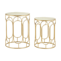 Orsina Set Of 2 Champagne Metal Side Tables,nestable Metallic Bedside Table,contemporary Small Tables,accent Tables - thumbnail 1