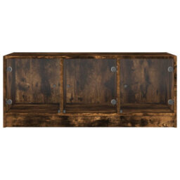 Berkfield Coffee Table With Glass Doors Smoked Oak 102X50X42 Cm - thumbnail 6