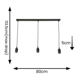Valuelights Shaw Diner Bar 3 Drop Matte Black Adjustable Pendant Ceiling Light - thumbnail 3