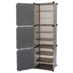 Darphe Dark Grey 9 Tier Foldable Shoe Organizer With Dustproof Doors - thumbnail 5