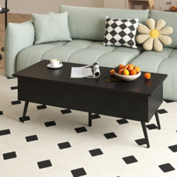 Costway Lift Top Coffee Table Modern Center Table With Metal Legs-Black - thumbnail 5