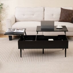 Costway Lift Top Coffee Table Modern Center Table With Metal Legs-Black - thumbnail 4