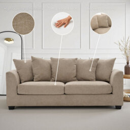 Grey Chenille 3 Seater Sofa With Wooden Legs Chloe - thumbnail 6