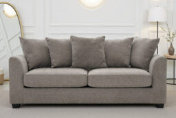 Grey Chenille 3 Seater Sofa With Wooden Legs Chloe