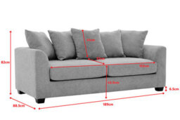 Grey Chenille 3 Seater Sofa With Wooden Legs Chloe - thumbnail 9