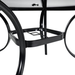 Breeins 105Cm Dia Round Wrought Iron Style Garden Table With Tempered Glass Top And Parasol Hole, Black - thumbnail 3